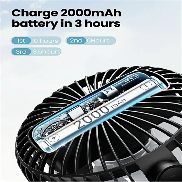 Baby-Safe Quiet 3-Speed Clip-On Fan With Power Bank - Baby-Safe Quiet 3-Speed Clip-On Fan With Power Bank - Image 4 of 5