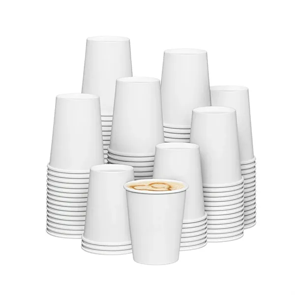 8oz Eco Friendly Disposable White Hot Coffee Cups - 8oz Eco Friendly Disposable White Hot Coffee Cups - Image 0 of 4
