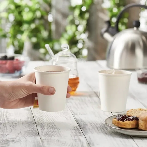 8oz Eco Friendly Disposable White Hot Coffee Cups - 8oz Eco Friendly Disposable White Hot Coffee Cups - Image 2 of 4