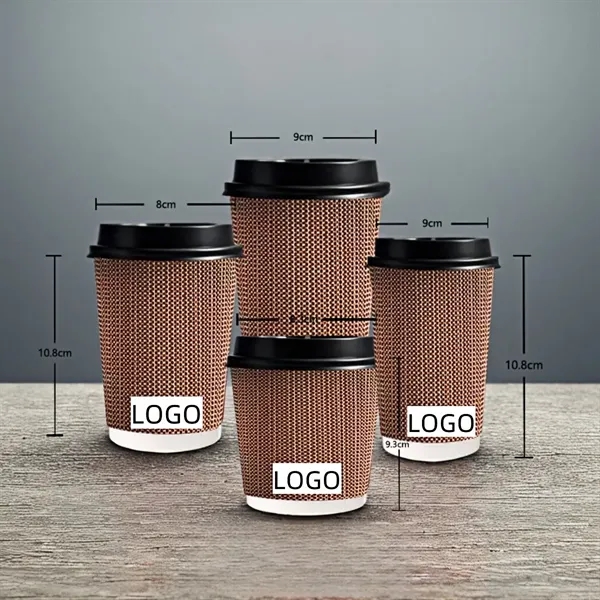 12oz Insulated Kraft Ripple Disposable Coffee Cups With Lids - 12oz Insulated Kraft Ripple Disposable Coffee Cups With Lids - Image 1 of 5