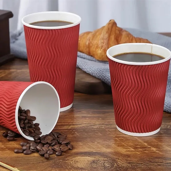 12oz Insulated Kraft Ripple Disposable Coffee Cups With Lids - 12oz Insulated Kraft Ripple Disposable Coffee Cups With Lids - Image 3 of 5