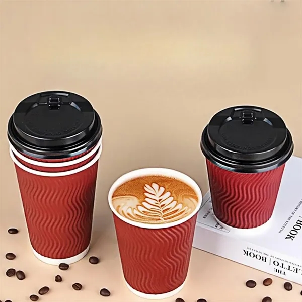 12oz Insulated Kraft Ripple Disposable Coffee Cups With Lids - 12oz Insulated Kraft Ripple Disposable Coffee Cups With Lids - Image 4 of 5