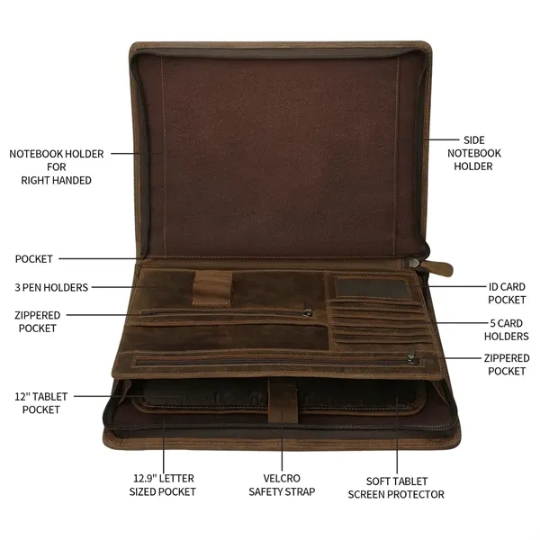 Vegan Leather Portfolio Organizer Padfolio Folder Binder - Vegan Leather Portfolio Organizer Padfolio Folder Binder - Image 2 of 4