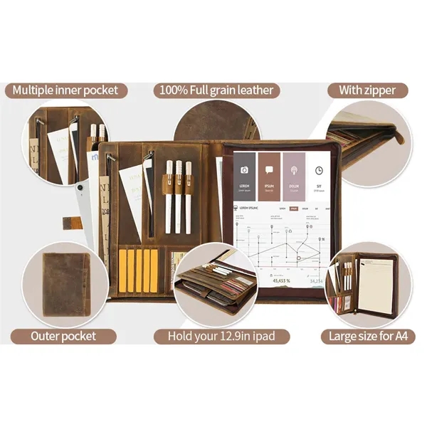 Vegan Leather Portfolio Organizer Padfolio Folder Binder - Vegan Leather Portfolio Organizer Padfolio Folder Binder - Image 1 of 4