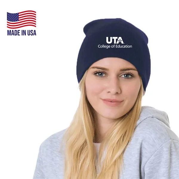 100% USA-Union Made 8" Headwear Acrylic Knit Beanie - 100% USA-Union Made 8" Headwear Acrylic Knit Beanie - Image 0 of 2