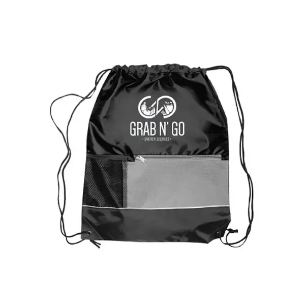 15"W x 18"H Front Pocket Drawstring Backpack - 15"W x 18"H Front Pocket Drawstring Backpack - Image 1 of 8