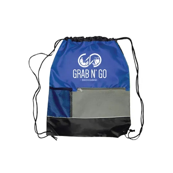 15"W x 18"H Front Pocket Drawstring Backpack - 15"W x 18"H Front Pocket Drawstring Backpack - Image 3 of 8