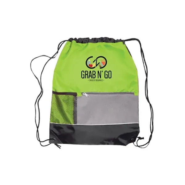 15"W x 18"H Front Pocket Drawstring Backpack - 15"W x 18"H Front Pocket Drawstring Backpack - Image 5 of 8
