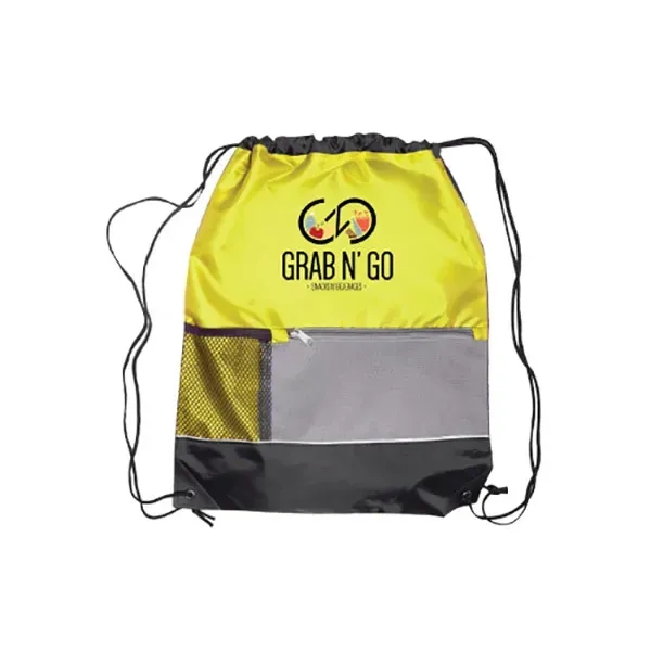 15"W x 18"H Front Pocket Drawstring Backpack - 15"W x 18"H Front Pocket Drawstring Backpack - Image 7 of 8