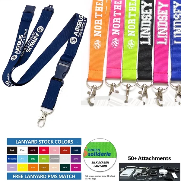 Custom 1" Polyester Lanyard - Silk Screen - Custom 1" Polyester Lanyard - Silk Screen - Image 0 of 21
