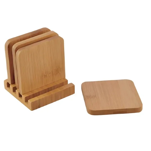 4pcs Bamboo Coaster Set - 4pcs Bamboo Coaster Set - Image 1 of 2