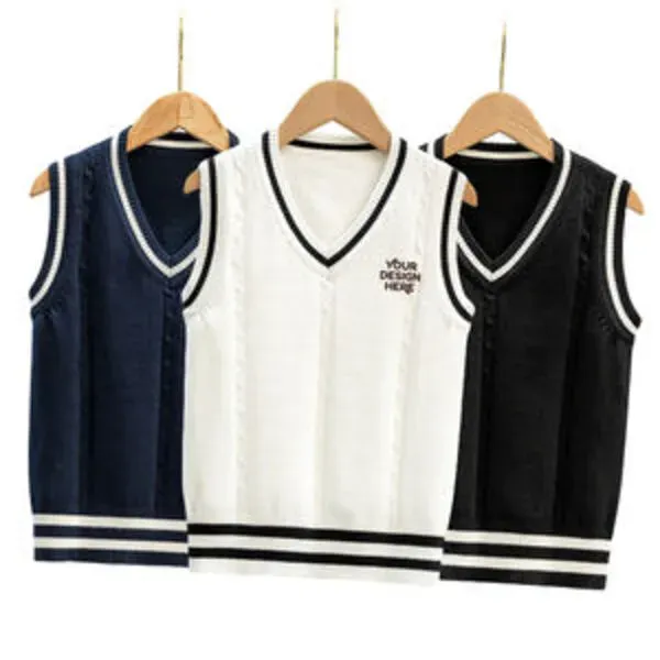 British College Style Sleeveless JK Sweater Vest - British College Style Sleeveless JK Sweater Vest - Image 0 of 0