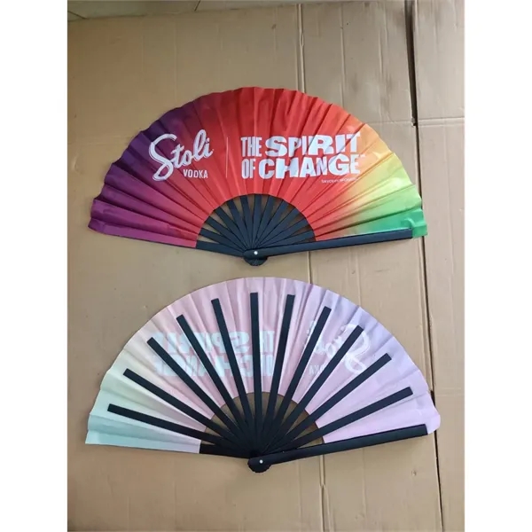 LOUD Clack Satin & Bamboo Hand Fan 13" x 25" - LOUD Clack Satin & Bamboo Hand Fan 13" x 25" - Image 3 of 25