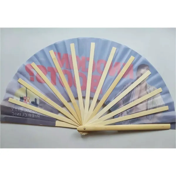 LOUD Clack Satin & Bamboo Hand Fan 13" x 25" - LOUD Clack Satin & Bamboo Hand Fan 13" x 25" - Image 4 of 25