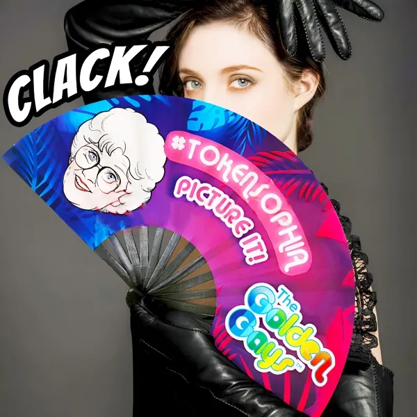 LOUD Clack Satin & Bamboo Hand Fan 13" x 25" - LOUD Clack Satin & Bamboo Hand Fan 13" x 25" - Image 0 of 25