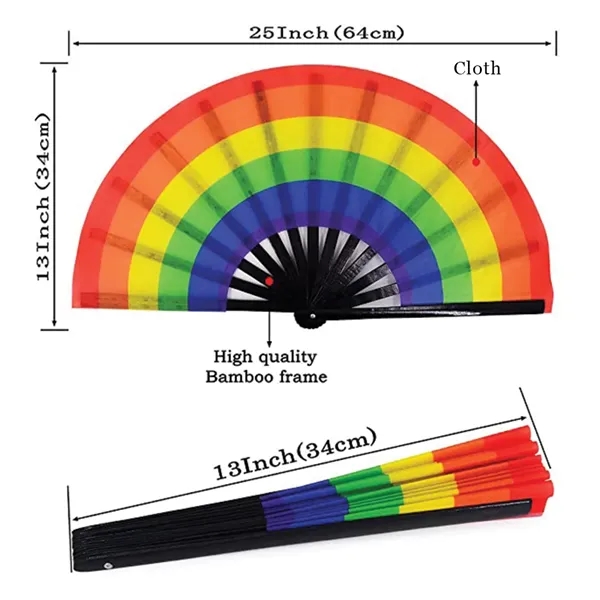 LOUD Clack Satin & Bamboo Hand Fan 13" x 25" - LOUD Clack Satin & Bamboo Hand Fan 13" x 25" - Image 8 of 25