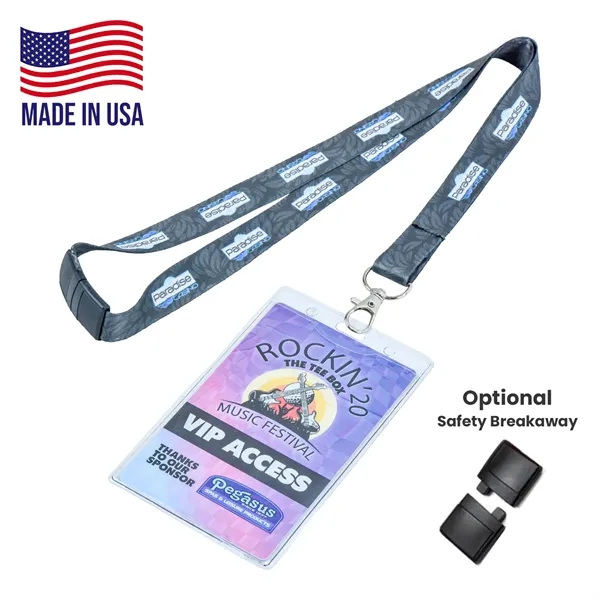 Combo USA Made Dye Sublimated Lanyard w/ ID Badge Holder - Combo USA Made Dye Sublimated Lanyard w/ ID Badge Holder - Image 0 of 4