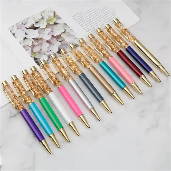 Metal Crystal Gold Leaf Pen - Metal Crystal Gold Leaf Pen - Image 0 of 4