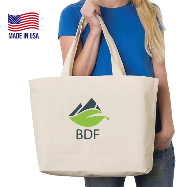 100% USA-Made Cotton Canvas Jumbo Tote Bag W/ Bottom Gusset - 100% USA-Made Cotton Canvas Jumbo Tote Bag W/ Bottom Gusset - Image 0 of 3