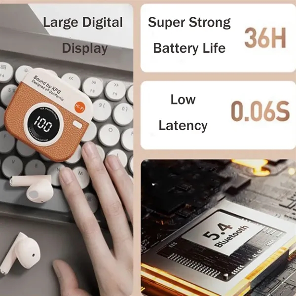 BT 5.4 Retro Semi in Ear Sports Noise Reduction Earbuds - BT 5.4 Retro Semi in Ear Sports Noise Reduction Earbuds - Image 2 of 5