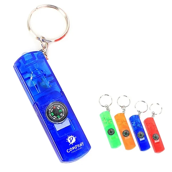 Mini Portable LED Key Light 4 in 1 Whistle Compass - Mini Portable LED Key Light 4 in 1 Whistle Compass - Image 0 of 3