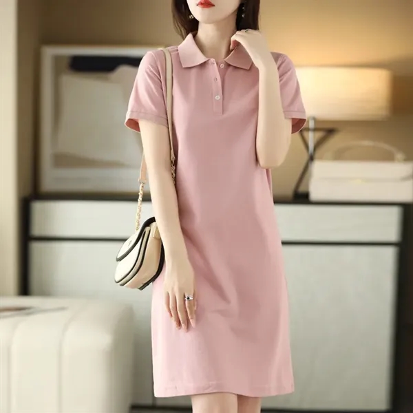 Custom Women's Classic Short Sleeve Cotton Polo Dress - Custom Women's Classic Short Sleeve Cotton Polo Dress - Image 3 of 3