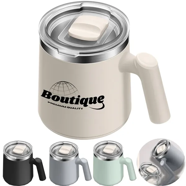 13Oz. Insulated Mug W/ Handle and Transparent Sliding Lid - 13Oz. Insulated Mug W/ Handle and Transparent Sliding Lid - Image 0 of 3