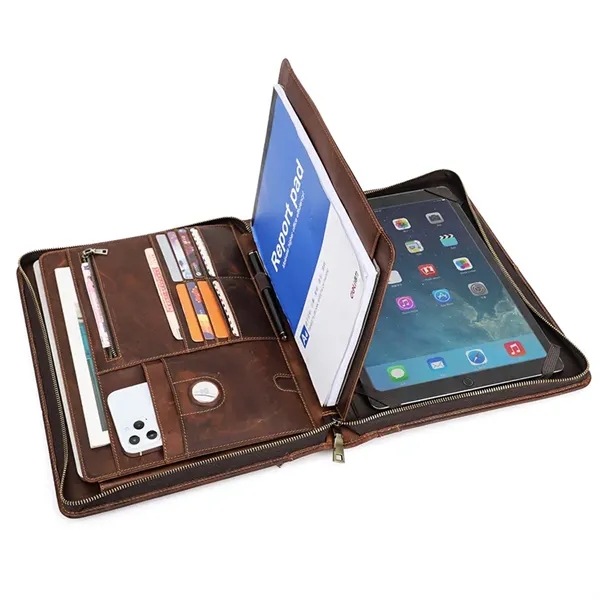 Genuine Leather Zippered Padfolio - Genuine Leather Zippered Padfolio - Image 2 of 4