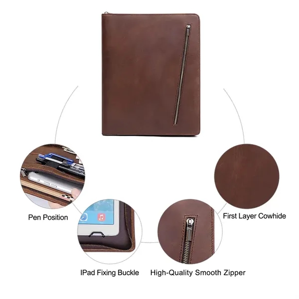 Genuine Leather Zippered Padfolio - Genuine Leather Zippered Padfolio - Image 3 of 4