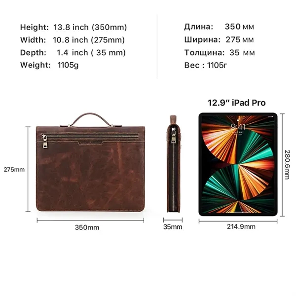 Genuine Leather Zippered Padfolio - Genuine Leather Zippered Padfolio - Image 4 of 4