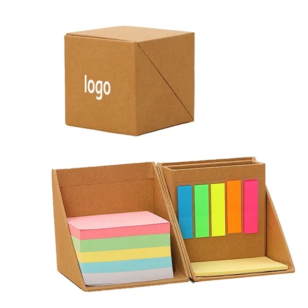 Cube-Shaped Boxed Sticky Notes With Stationery Compartment - Cube-Shaped Boxed Sticky Notes With Stationery Compartment - Image 0 of 1
