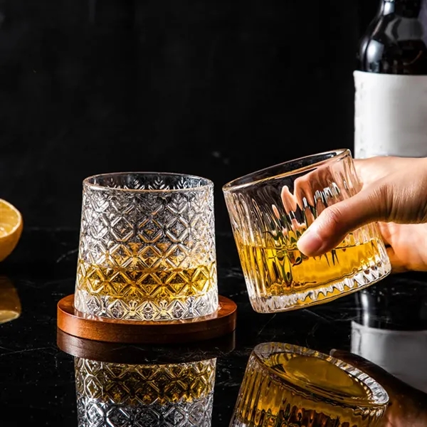 10oz Spinning Whiskey Tumbler With Wooden Base - 10oz Spinning Whiskey Tumbler With Wooden Base - Image 2 of 2