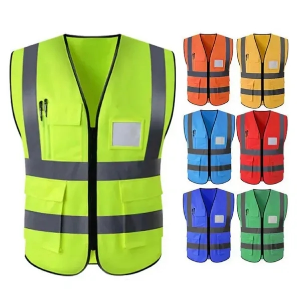 Reflective Safety Zipper Vest with Pockets - Reflective Safety Zipper Vest with Pockets - Image 0 of 2