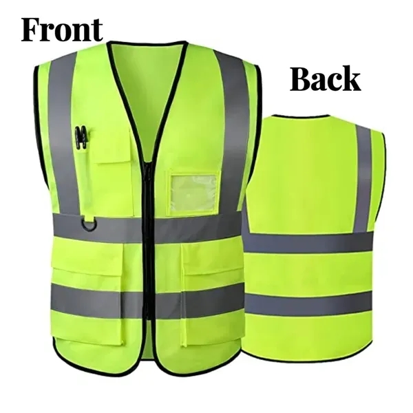 Reflective Safety Zipper Vest with Pockets - Reflective Safety Zipper Vest with Pockets - Image 2 of 2
