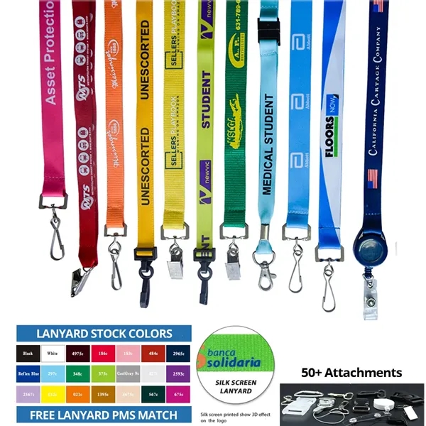 Custom 3/4" Polyester Lanyard - Silk Screen - Custom 3/4" Polyester Lanyard - Silk Screen - Image 0 of 20