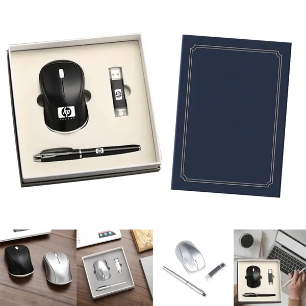 Employee Award Gift Set Pen, Wireless Mouse & 8GB Flash Disk - Employee Award Gift Set Pen, Wireless Mouse & 8GB Flash Disk - Image 1 of 14