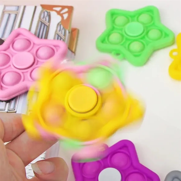 Pop Fidget Toy Spinner Star 5 Bubbles Stress Reliever with C - Pop Fidget Toy Spinner Star 5 Bubbles Stress Reliever with C - Image 1 of 3