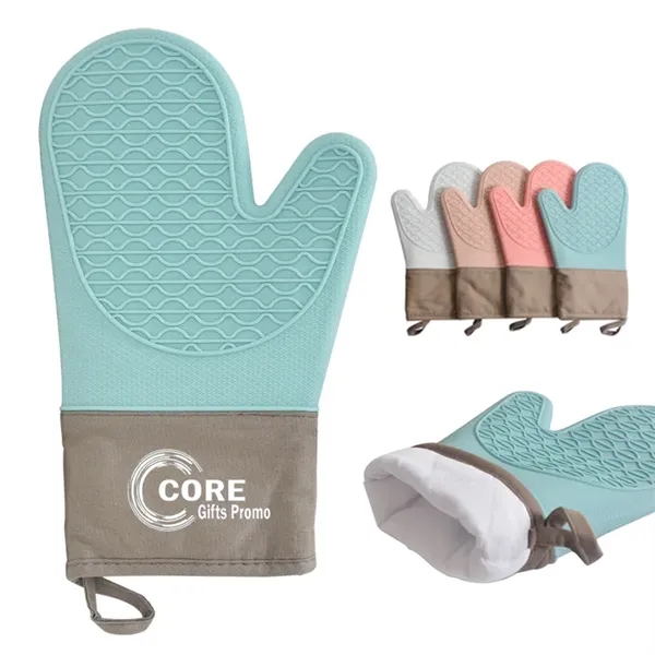 Heat Resistant Silicone Oven Mitts with Thick Cotton Lining - Heat Resistant Silicone Oven Mitts with Thick Cotton Lining - Image 0 of 2