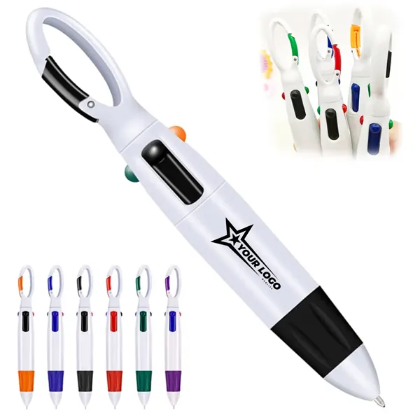 Carabiner Clip 4 Color Pen for Office and Outdoor Use - Carabiner Clip 4 Color Pen for Office and Outdoor Use - Image 0 of 4
