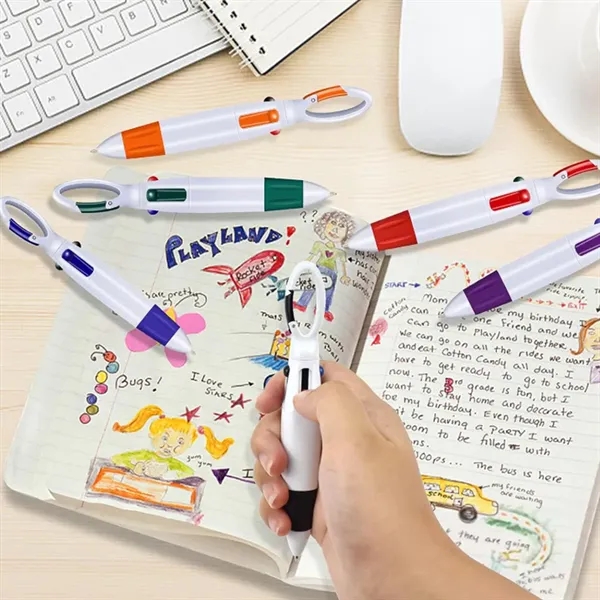 Carabiner Clip 4 Color Pen for Office and Outdoor Use - Carabiner Clip 4 Color Pen for Office and Outdoor Use - Image 3 of 4