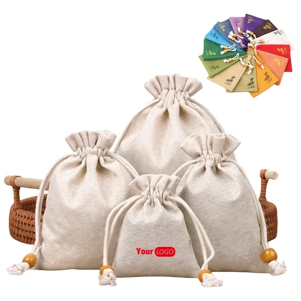 Cotton and Linen Drawstring Bag - Cotton and Linen Drawstring Bag - Image 0 of 2