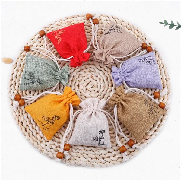 Cotton and Linen Drawstring Bag - Cotton and Linen Drawstring Bag - Image 2 of 2