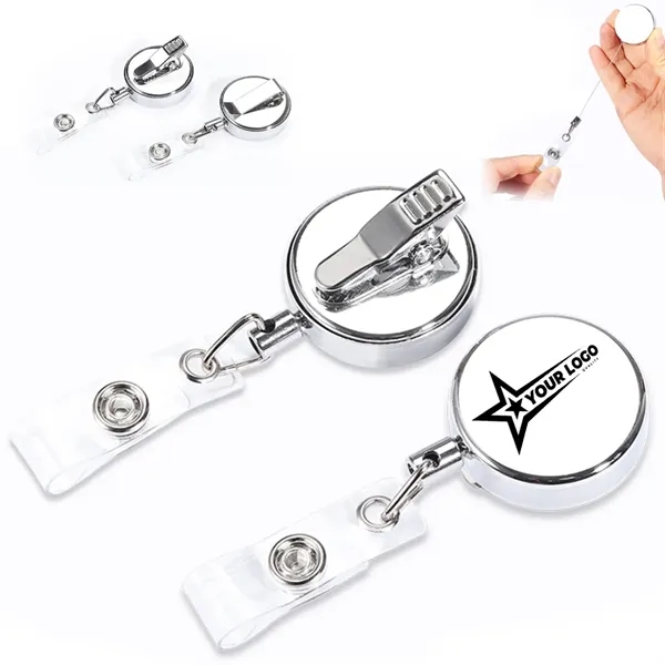 Metal Retractable Badge Reel with Clip for ID and Keys - Metal Retractable Badge Reel with Clip for ID and Keys - Image 0 of 4