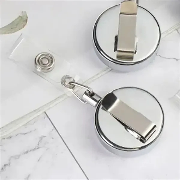 Metal Retractable Badge Reel with Clip for ID and Keys - Metal Retractable Badge Reel with Clip for ID and Keys - Image 2 of 4