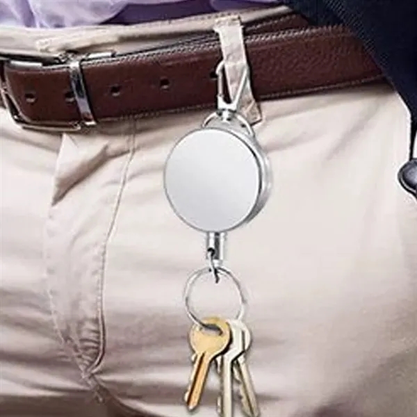 Metal Retractable Badge Reel with Clip for ID and Keys - Metal Retractable Badge Reel with Clip for ID and Keys - Image 4 of 4