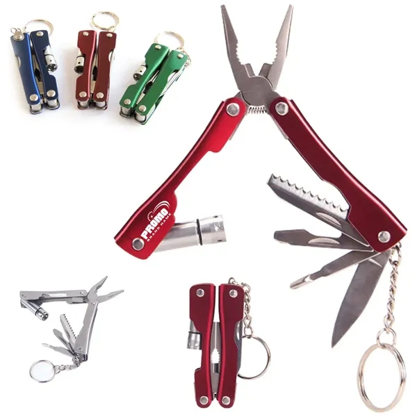 Compact Multi-Tool Keychain with LED Light and Pliers - Compact Multi-Tool Keychain with LED Light and Pliers - Image 0 of 4