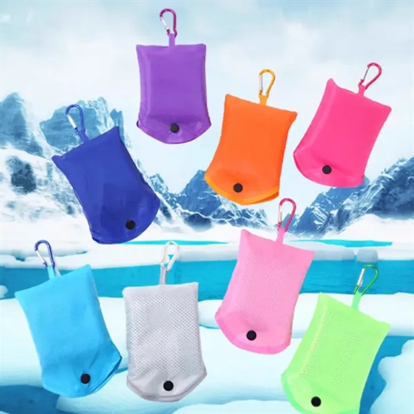 Quick Dry Cooling Towel w/ Carabiner Pouch for Outdoor. - Quick Dry Cooling Towel w/ Carabiner Pouch for Outdoor. - Image 4 of 4