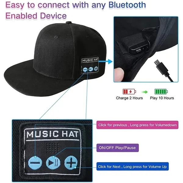Hat with Bluetooth Speaker Built-in Microphone - Hat with Bluetooth Speaker Built-in Microphone - Image 2 of 4
