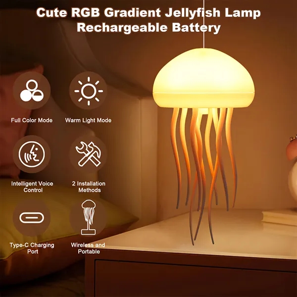 Voice Control Jellyfish Lamp with Base - Voice Control Jellyfish Lamp with Base - Image 7 of 8