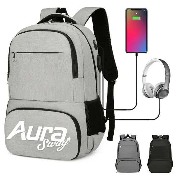 Insulated Laptop Backpack W/ Cooler USB Port Headphone Jack - Insulated Laptop Backpack W/ Cooler USB Port Headphone Jack - Image 0 of 8
